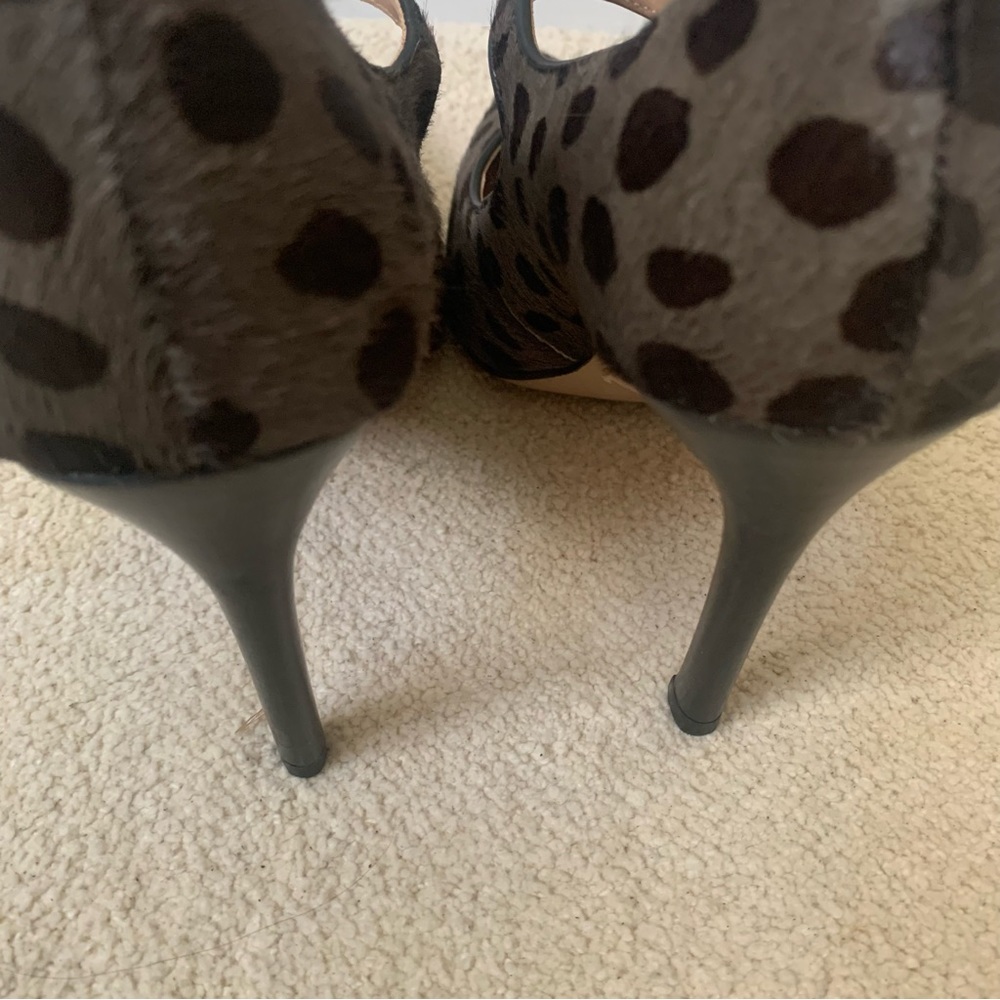 Pour La Victoire Women Size:6 1/2 Brown Pointed Toe Polka Dot Stiletto Heels - Picture 9 of 12